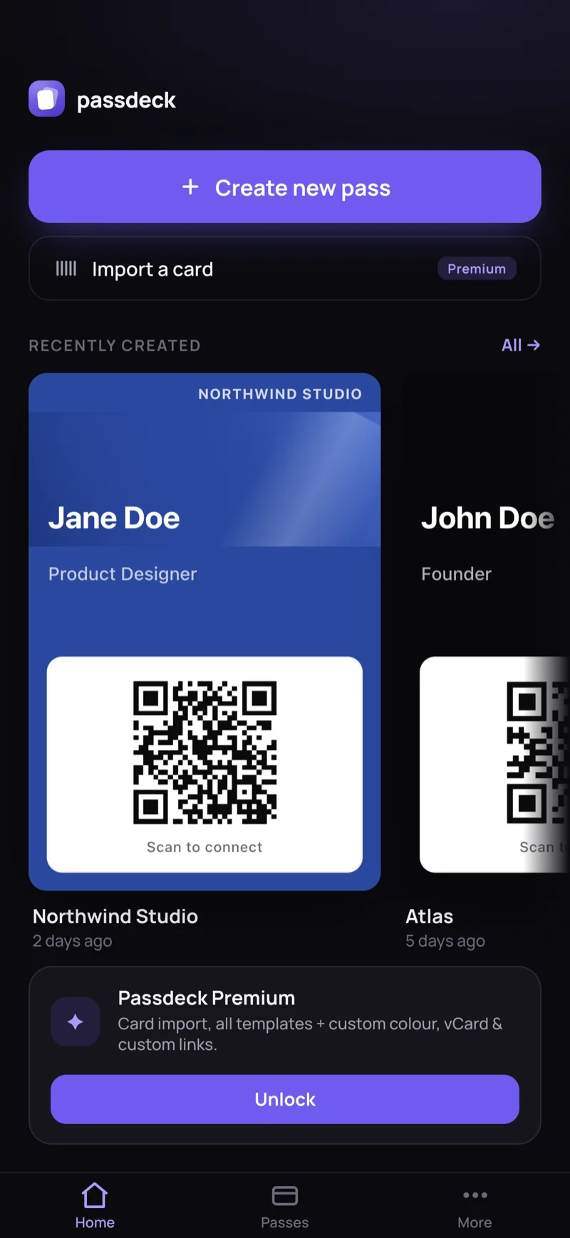 passdeck app – home screen